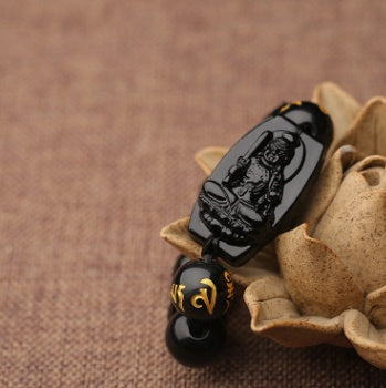 Natural Black Obsidian Zodiac Guardian Buddha Bracelet | 黑曜石十二生肖本命佛 (招财/辟邪)