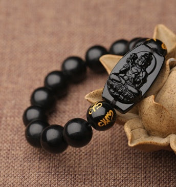 Natural Black Obsidian Zodiac Guardian Buddha Bracelet | 黑曜石十二生肖本命佛 (招财/辟邪)